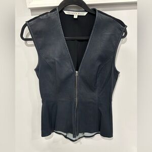 Veronica Beard blue lamb leather vest